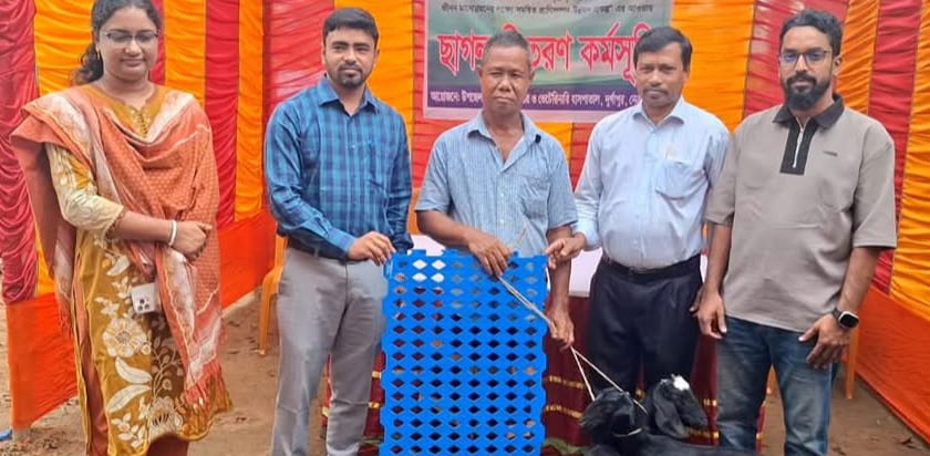 Distribution of goats and house building materials for the development of small ethnic groups