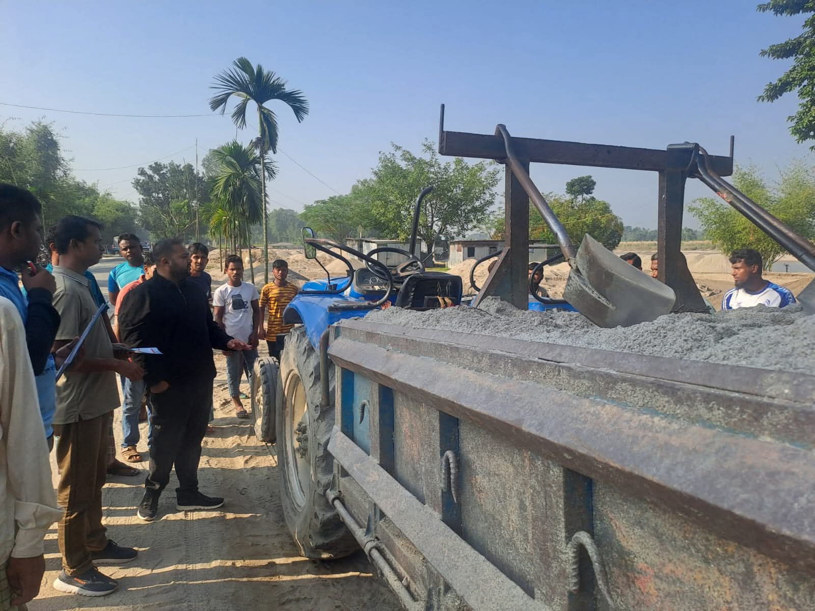 Administration removes illegal piles of sand and stones in Tentulia for the safety of tourists