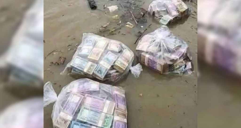 Photo of money bags floating in river goes viral, truth finally revealed