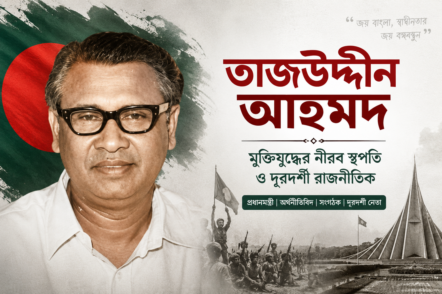 তাজউদ্দীন আহমদ জীবনী: মুক্তিযুদ্ধের নীরব স্থপতি ও দূরদর্শী রাজনীতিক